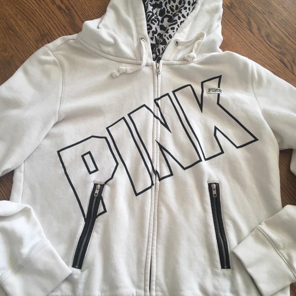 VS Pink cheetah Full Zip Hoodie L